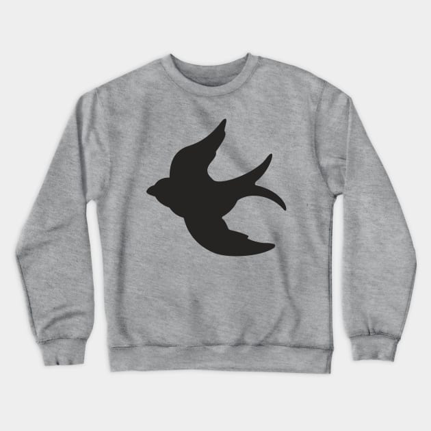 Black Flying Swallow Crewneck Sweatshirt by XOOXOO